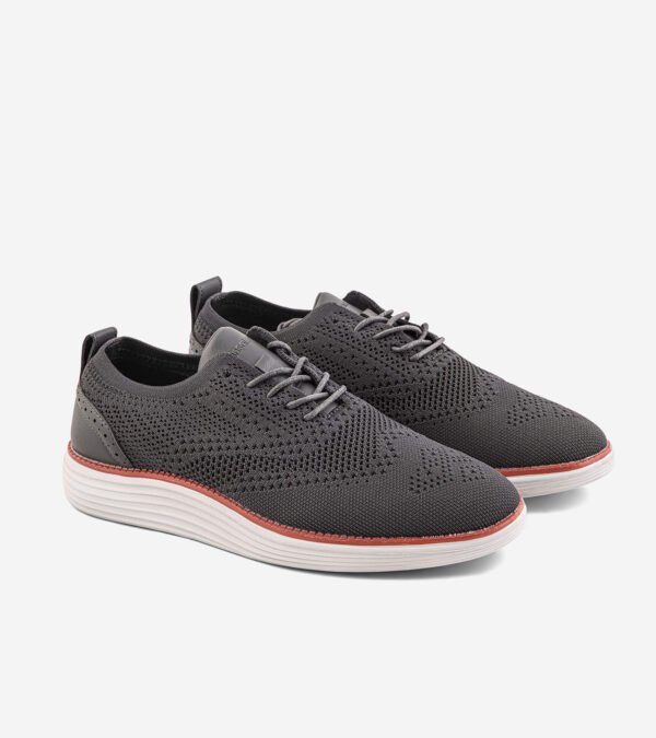 Men’s Knit Casual Sneakers – Grey & White